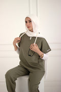 V-Neck Set - Olive Green