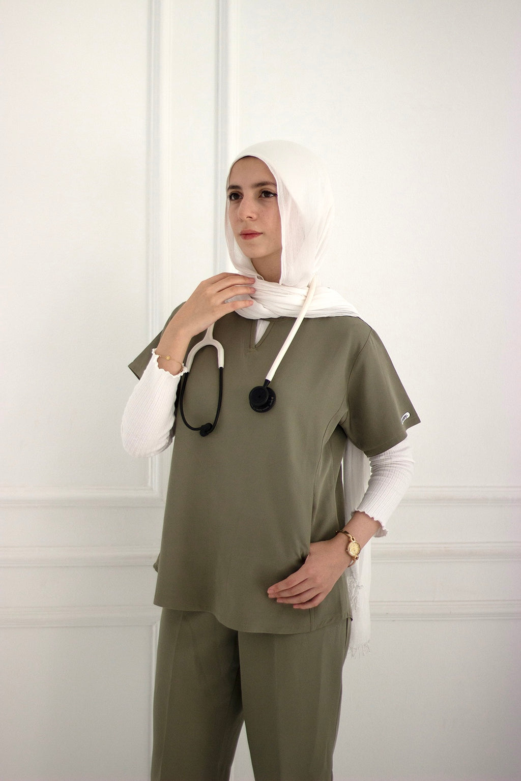 V-Neck Set - Olive Green